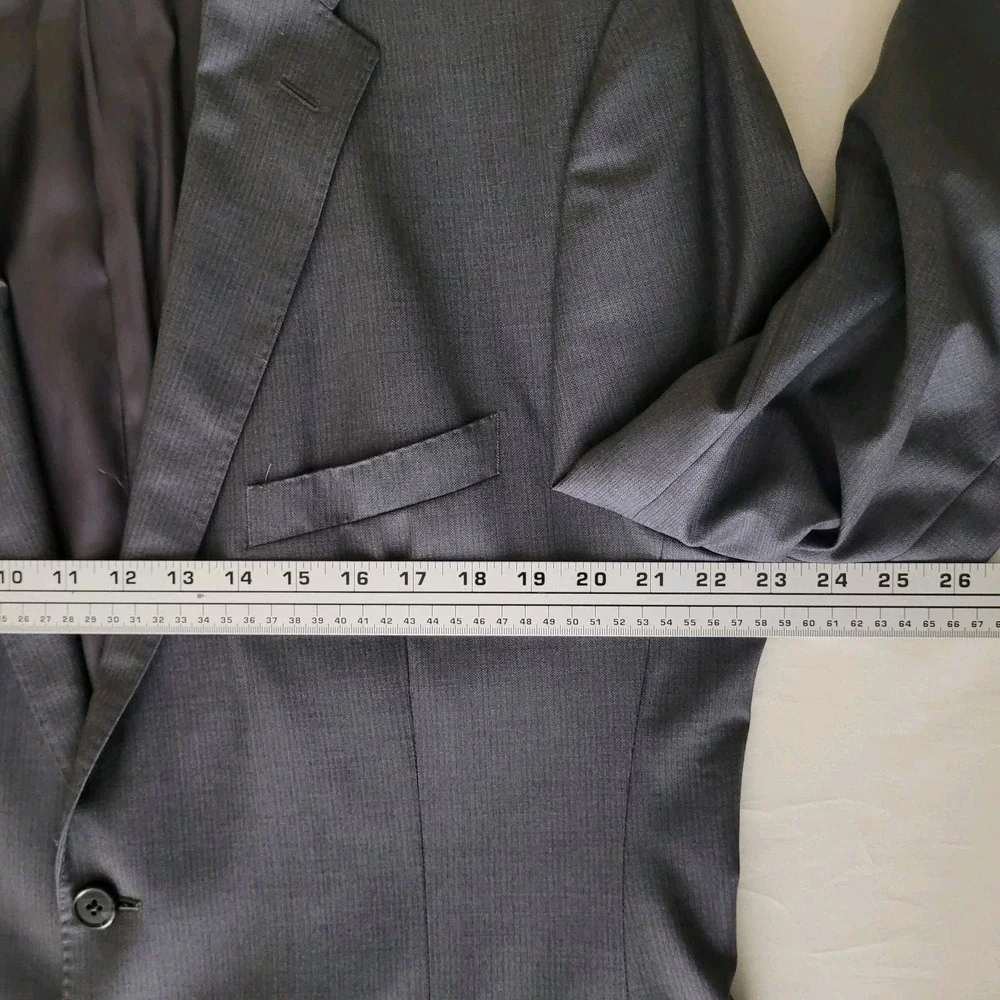 Saks Fifth Avenue BLACK Ermenegildo Zegna Grey Wool Suit Jacket Blazer 44L